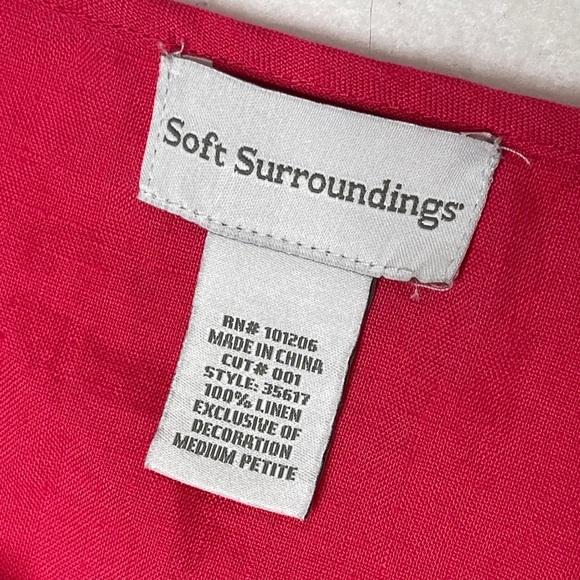 Soft Surroundings Linen Magenta Pink Button-Up Pleated Blouse Medium Petite - Picture 3 of 7